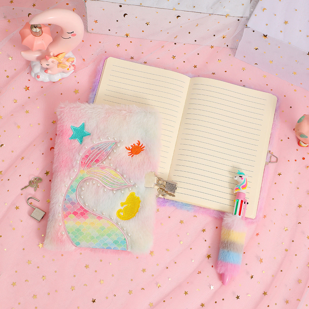 Wholesale Tail plush notebook with lock diary